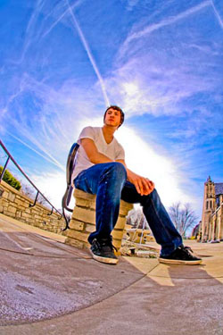 Alec Prouty modeling portrait at kirk in the hills in bloomfield michigan